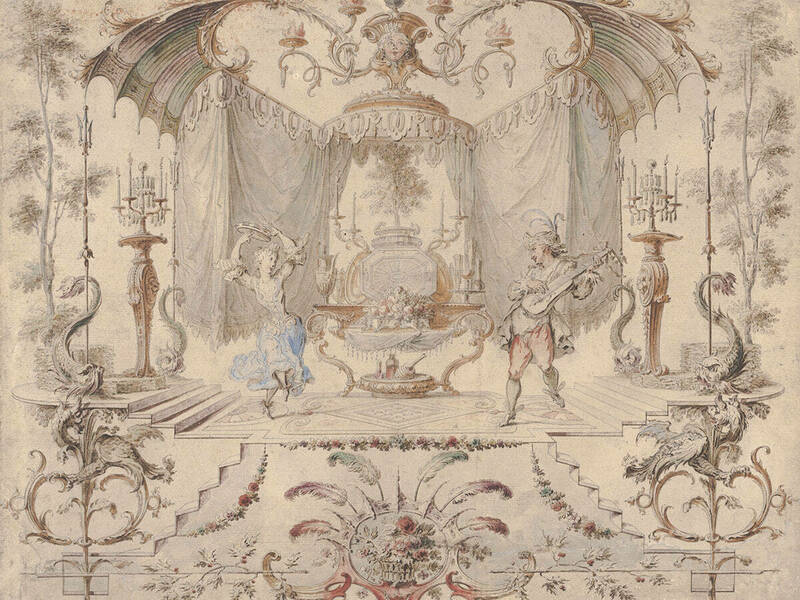 Gilles-Marie Oppenord (French, 1672–1742), An Ornamental Cartouche, ca. 1700, pen and gray ink and brown wash and watercolor on laid paper. On extended loan from Mr. John D. Reilly '63, L2009.005.003