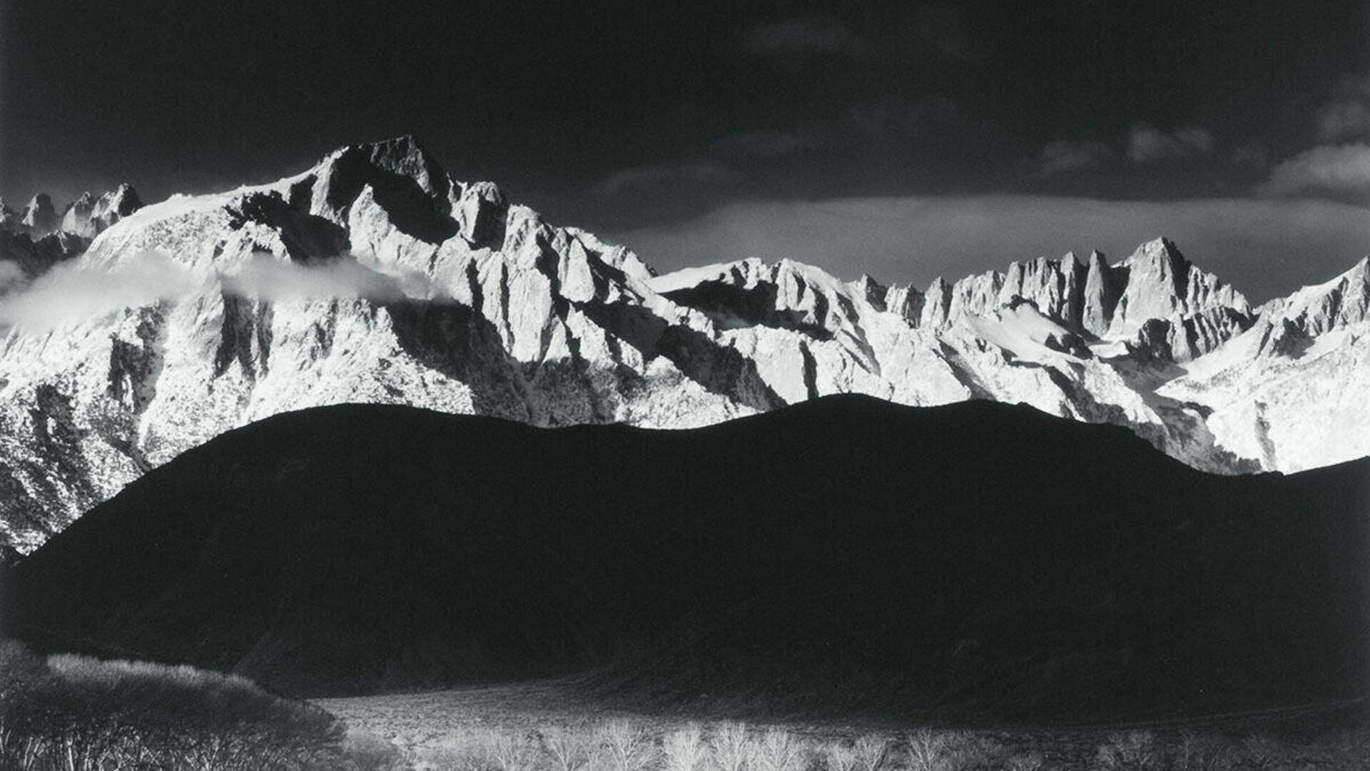 Ansel Adams (American, 1902-1984), Winter Sunrise, Sierra Nevada from Lone Pine, California, 1944, gelatin silver print. Mrs. Lorraine Gallagher Friemann Fund, 1975.066. ©2013 Ansel Adams Publishing RIghts Trust.
