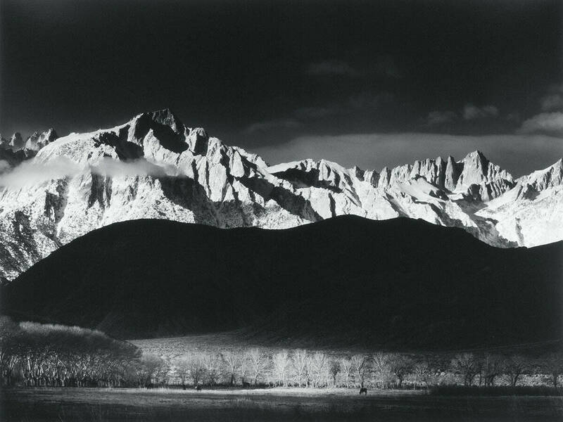 Ansel Adams (American, 1902-1984), Winter Sunrise, Sierra Nevada from Lone Pine, California, 1944, gelatin silver print. Mrs. Lorraine Gallagher Friemann Fund, 1975.066. ©2013 Ansel Adams Publishing RIghts Trust.