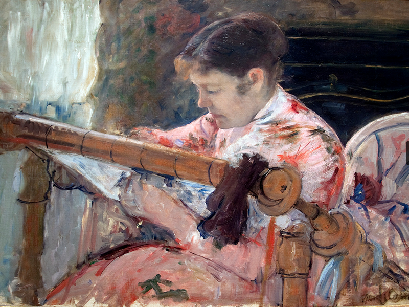 Mary Cassatt (American, 1844–1926), Lydia at a Tapestry Frame, ca. 1881, oil on canvas. Flint Institute of Arts: Gift of The Whiting Foundation, 1967.32