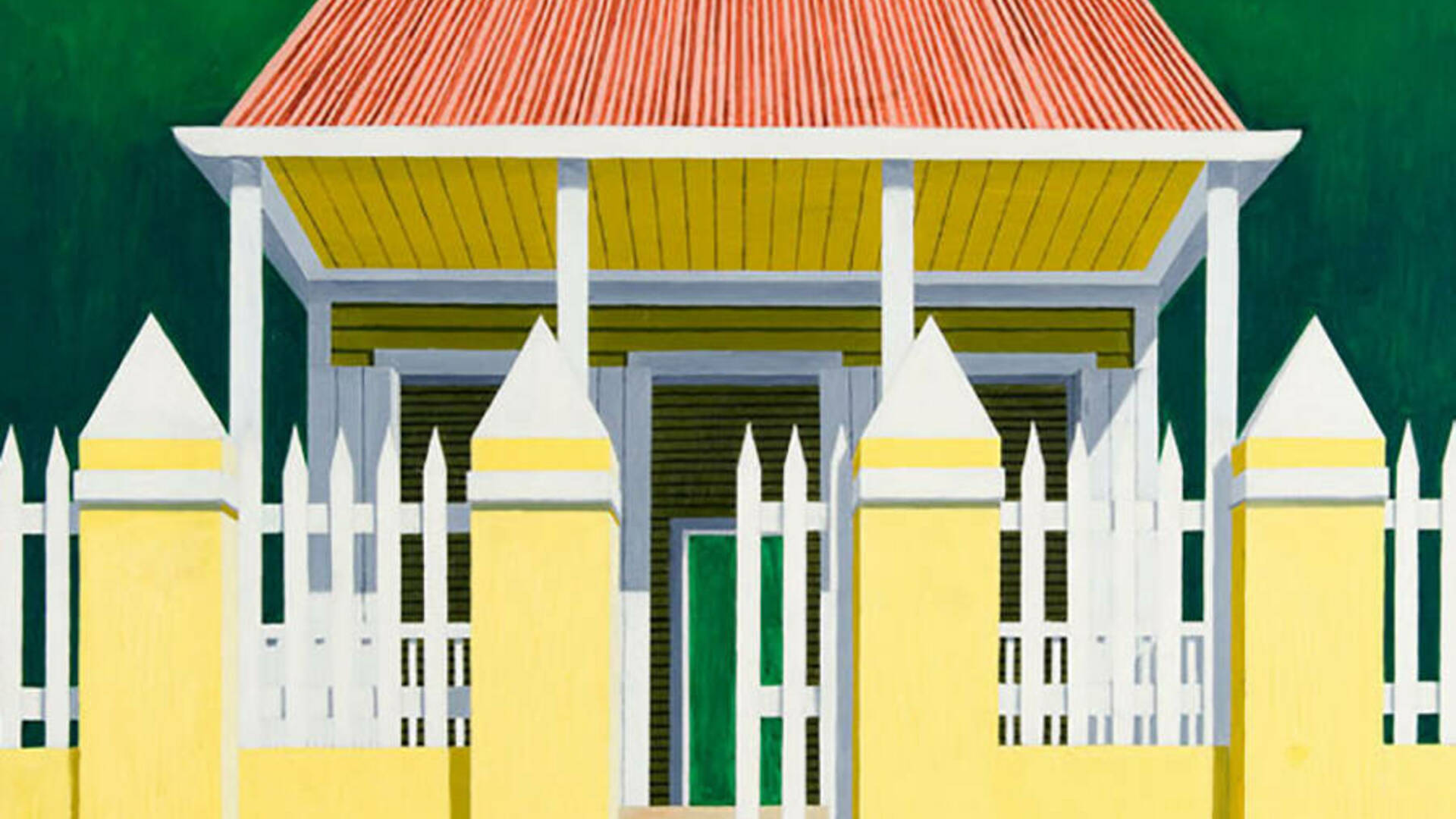 Emilio Sánchez (Cuban, 1921–1999), Untitled, House with Yellow Fence, ca. 1980s, oil on canvas. Gift of the Emilio Sánchez Foundation