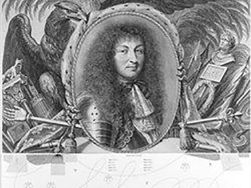 Robert Nanteuil (1623–1678), Gilles Rousselet (1610–1686), and Anton Würth (b. 1957), Portrait of Louis XIV Surrounded by an Allegorical Composition, 1667, together with N – Predella III, 2012. On loan from C. G. Boerner, New York.