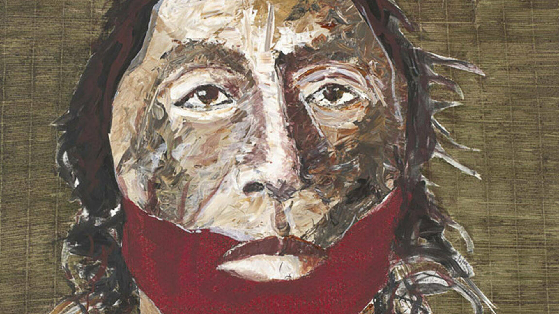 Tomás Lasansky (American, b. 1957), Painted Face, 2008, acrylic on canvas, 65 x 53 inches.