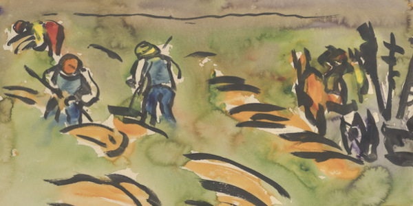 Emile Nolde, (German, 1867–1956), Harvest Color, n.d, watercolor on paper. Gift of Joseph Shapiro of Chicago, IL, 1958.024.001