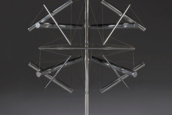 Kenneth Snelson (American, 1927-2016), “Mirror Mirror I,” 1999. Aluminum and stainless
steel, 24 5/8 x 20 7/8 x 10 1/4 in. (62.55 x 53.02 x 26.04 cm). Raclin Murphy Museum of Art,
University of Notre Dame. Gift of the Estate of Kenneth Snelson on behalf of Katherine and
Andrea Snelson, 2021.013.021