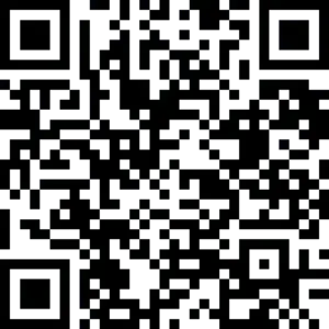 Dark grey QR code graphic on a black background.